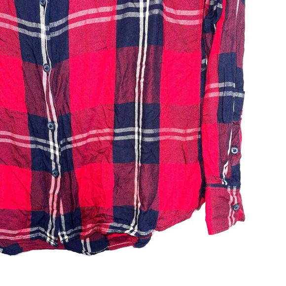 Woolrich Red White & Navy Blue Plaid Button Down Shirt Large Women’s - Picture 4 of 10